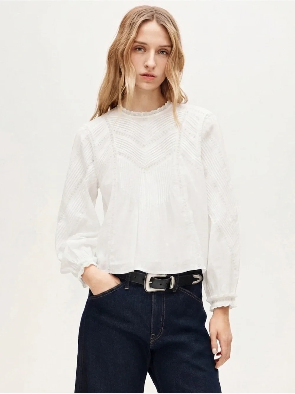 J.Crew Lace-Trim Pintuck Top in Cotton Voile White Size XS NWT